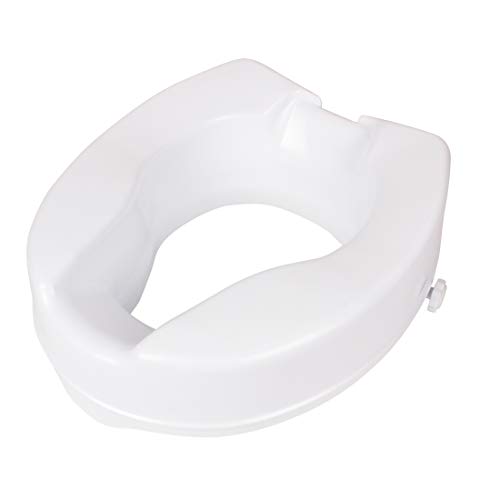 Carex Raised Toilet Seat with Extra Wide Opening - Toilet Seat Riser with Safe Lock - Adds 4 1/2' to Height of Toilet