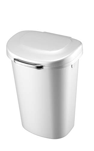 Rubbermaid Touch Top Lid Trash Can for Home, Kitchen, and Bathroom Garbage, 13 Gallon, White