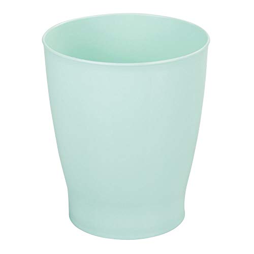 mDesign Slim Round Plastic Small Trash Can Wastebasket, Garbage Container Bin for Bathrooms, Powder Rooms, Kitchens, Home Offices, Kids Rooms - Mint Green