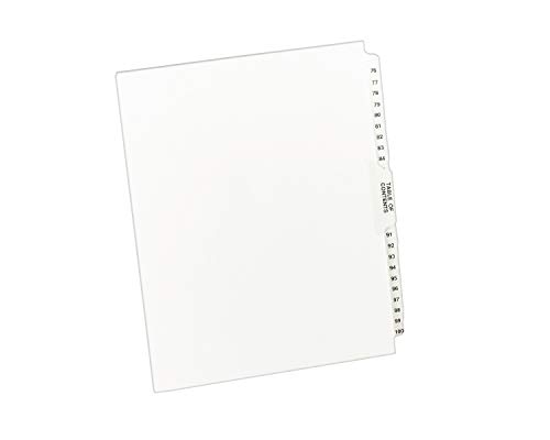 Avery Avery-Style Legal Side Tab Dividers, 26-Tab, 76-100, Letter Size, White, 25 per Set (11397)