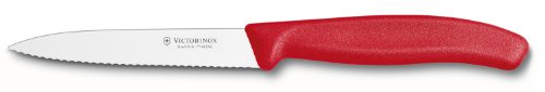 Victorinox 6.7731US1 4 Inch Swiss Classic Paring Knife with Serrated Edge, Spear Point, Red, 4'