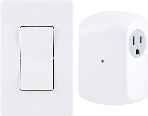 GE Wireless Remote Wall Switch Control, No Wiring Needed, 1 Grounded Outlet, White Paddle, Plug-in, Upto 100ft Range, Ideal for Indoor Lamps, Small Appliances, and Seasonal Lighting, 18279, Other