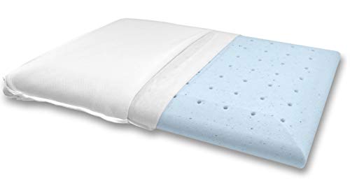 Bluewave Bedding Ultra Slim Gel Memory Foam Pillow for Stomach and Back Sleepers - Thin and Flat Design for Spinal Alignment, Better Breathing and Enhanced Sleeping (Full Pillow Shape, Standard Size)