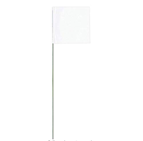 Swanson Tool Co FW15100 2.5-Inch by 3.5-Inch Marking Flags with 15-Inch Wire Staffs, White, 100-Pack