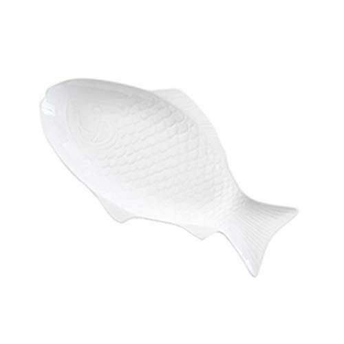 UPKOCH Fish Platter Food Trays Ceramic Plate Appetizer Serving Tray Snack Storage Dish for Sushi Appetizer Fruit Cheese Dinner Tableware 15Inches (White)