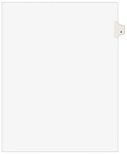 Avery(R) Side Tab Legal Index Exhibit Dividers, Tab Title 4 8 1/2in. x 11in., Pack Of 25