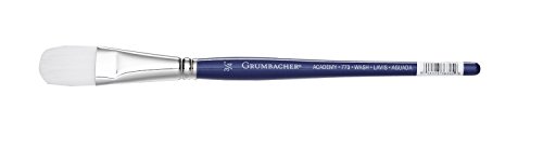 Grumbacher Academy Watercolor Oval Wash Brush, White Nylon Bristles, 3/4' Size (773.075)