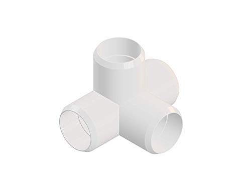 4way 3/4 inch PVC Elbow Corner Side Outlet Tee Fitting, Furniture Grade, White [Pack of 8]