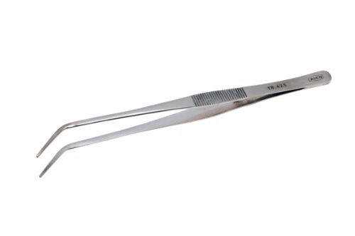 Aven 18425 Curved Utility General Purpose Tweezers, Stainless Steel, 7' Length, 20mm Tip Length, 2mm Tip Width