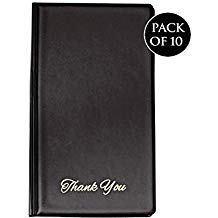 Guest Check Card Holder Presenter with Matte Gold Thank You Imprint Black Vinyl - Pack of 10
