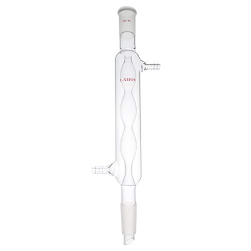 Laboy Glass Allihn Condenser for Reflux & Distillation Apparatus with 24/40 Joints 200mm in Length Organic Chemistry Lab Glassware with Glass Hose Connections