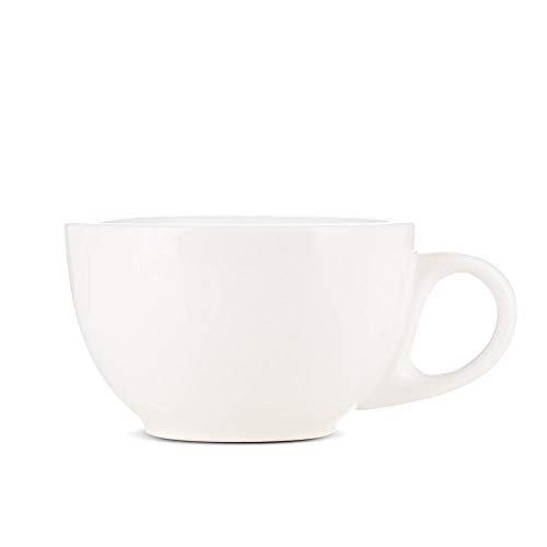 Espresso Parts Premium 12oz Latte Cups with Saucers I Set of 2 Cappuccino Mugs I Porcelain Superior To Ceramic Or Stoneware I Cappuccino Cups Set I Creamy White Latte Mugs For Latte Art