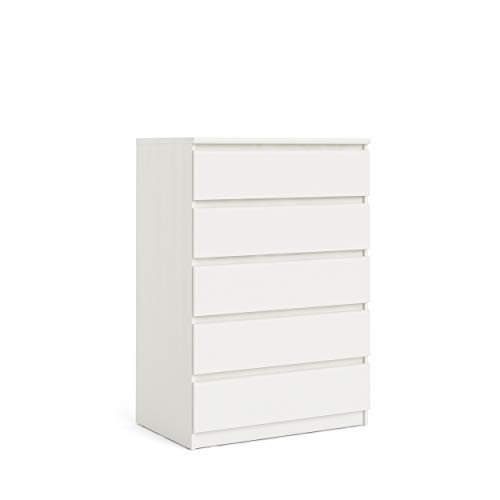 Tvilum 5 Drawer Chest, White Wood Grain