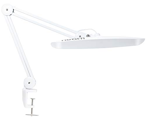 Neatfi XL 2,200 Lumens LED Task Lamp with Clamp, 24W Super Bright Desk Lamp, 117 Pcs SMD LED, 20 Inches Wide Lamp, 4 Level Brightness, Dimmable, Eye-Caring LED Lamp, Table Clamp LED Light (White)
