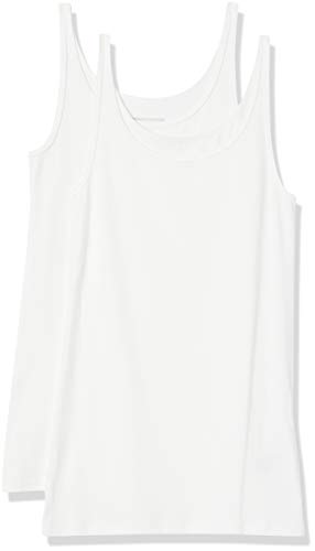 Amazon Essentials Women's 2-Pack Slim-fit Thin Strap Tank, White/White, Large