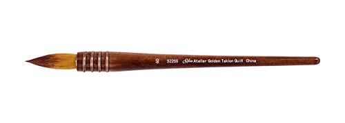 Silver Brush Limited, Atelier, Round Paint Brush, Golden Taklon Quill - Short Handle, Size 60