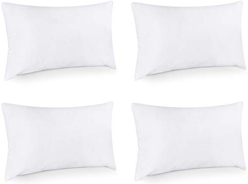 Utopia Bedding Throw Pillows Insert (Pack of 4, White) - 12 x 20 Inches Bed and Couch Pillows - Indoor Decorative Pillows