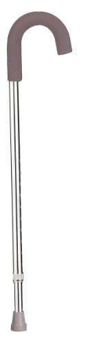 Drive Medical Aluminum Round Handle Cane with Foam Grip, Silver(Foam Color may vary)