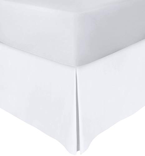 Bed Skirt (Queen, White, 15 Inch Fall) - Hotel Quality, Iron Easy, Quadruple Pleated, Wrinkle and Fade Resistant - by Utopia Bedding