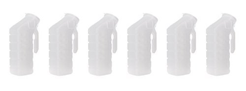 BodyHealt Deluxe Male Urinal Incontinence Pee Bottle 32oz./1000ml with Cover (Standard Lid, Pack of 6)