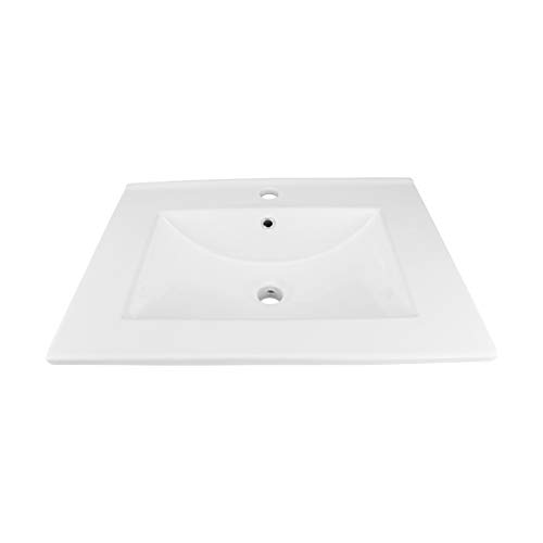 Renovators Supply Manufacturing Luke 24' Drop-in Self-Rimming Square Bathroom Sink in White with Overflow