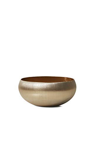 Serene Spaces Living Gold-Brushed Textured Aluminum Decorative Bowl, Measures 8' Wide and 4' Tall – Perfect for Floral Arrangements or Floating Candle Displays