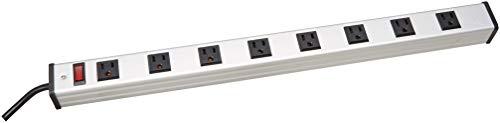 V7 PWS2308-1N 8-Outlet Horizontal Industrial Metal Power Strip 125V, 15A, 12-ft. Cord, 5-15R