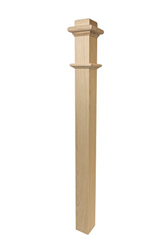 962 - Wood Box Newel - Plain Style - 48 inch - Sleek Minimalist Design - Staircase Post (Red Oak)