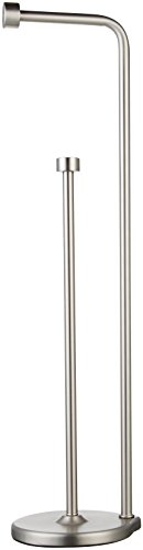 AmazonBasics Free Standing Bathroom Toilet Paper Holder Stand with Reserve, Silver Nickel