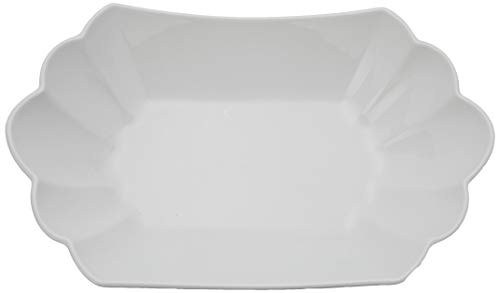 Le Regalo Scalloped Serving Bowl, Oven, Dishwasher, Freezer Safe, 14.5x9x3.75, White