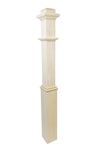 960 - Wood Box Newel - Plain Style with Pedestal - 48 inch - Elegant Sleeve Design - Staircase Post - Paint-Grade (Poplar)