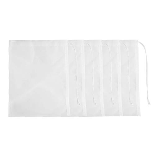 SLSON 5 Pcs Media Filter Bag Aquarium Fine 180 Micron Mesh Filter Bags Reusable Nylon Drawstring Bags for Fish Tank Activated Carbon,Charcoal,Bio Balls Filter Accessories,White