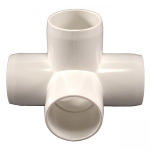 Performance PVC - 4-Way PVC Side Outlet Tee Fitting, Furniture Grade, 3/4' Size, White (Pack of 8)