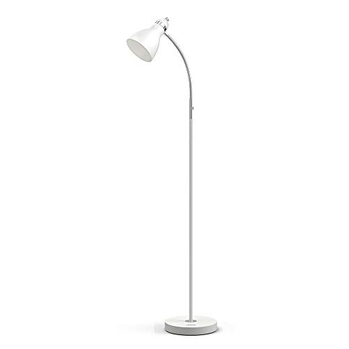 LEPOWER Metal Floor Lamp, Adjustable Goose Neck Standing Lamp with Heavy Metal Based, E26 Lamp Base, Torchiere Light for Living Room, Bedroom, Study Room and Office(White)