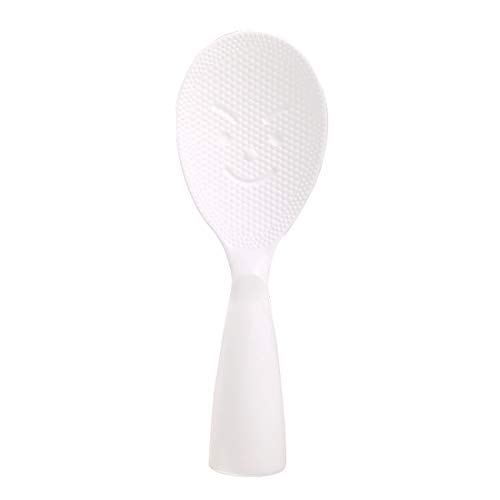 Standing Rice Paddle, Serving Rice Paddle Spoon Plastic Creative Non-stick Smile Face Scoop Household Kitchen Tools - White, 7.87 Inch Length