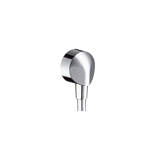 hansgrohe FixFit Handheld Shower Wall Outlet 1/2-inch Thread Connection Round Modern Flush Mount in Chrome, 27458003