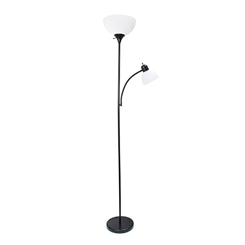 Simple Designs Home LF2000-BLK Mother-Daughter Floor Lamp with Reading Light, 71 x 20.47 x 11.35 inches, Black