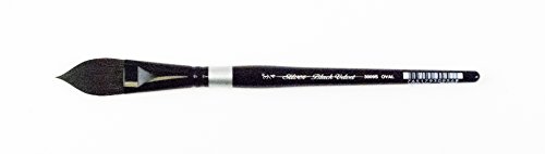 Silver Brush 3009S-034 Black Velvet Short Handle Blend Squirrel and Risslon Brush, Oval Wash, 3/4-Inch