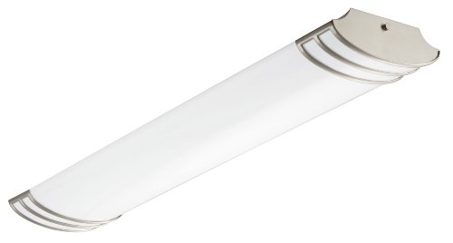 Lithonia Lighting 10813 BN 4-Foot Futra Linear T8 Design Fluorescent for Kitchen| Attic| Basement| Home| 2850 Lumens, 120 Volts, 32 Watts, Wet Listed, Brushed Nickel