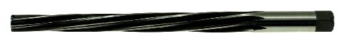 Drillco 4550E Series High-Speed Steel Taper Pin Reamer, Spiral Flute, Round with Square End Shank, Uncoated (Bright)/Black Oxide Finish, 2/0 Size, 2-9/16' Length