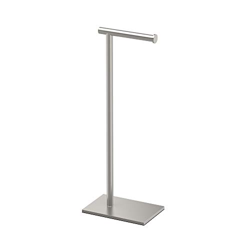 Gatco 1431SN Modern Rectangle Base Freestanding Toilet Paper Holder, 22.25-inch, Satin Nickel