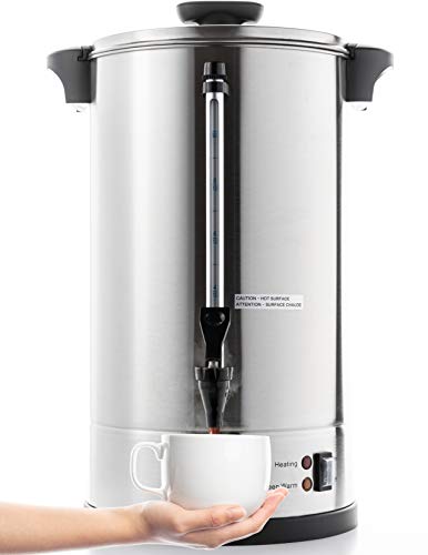 SYBO RCM016S-16B Commercial Grade Stainless Steel Percolate Coffee Maker Hot Water Urn, 110-CUP 16 L, Metallic