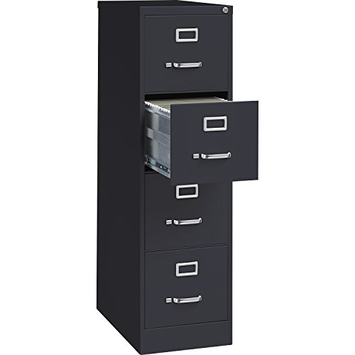Lorell 4-Drawer Vertical File with Lock, 15 by 25 by 52-Inch, Black