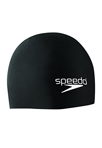 Speedo Unisex-Adult Swim Cap Silicone Elastomeric Speedo Black, One Size