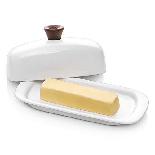 DOWAN Butter Dish with Lid, Porcelain Butter Dish with Cover, Perfect for East / West Butter