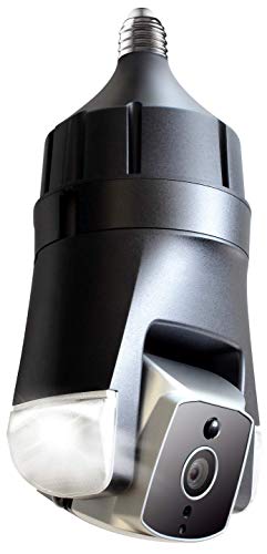 Amaryllo Triton: Biometric Auto Tracking Outdoor Light Bulb PTZ Wi-Fi Security Camera with Face Recognition, Support Fire Warning, Support Person, Vehicle, and Pet Detection, IP66, 1080p FHD E26