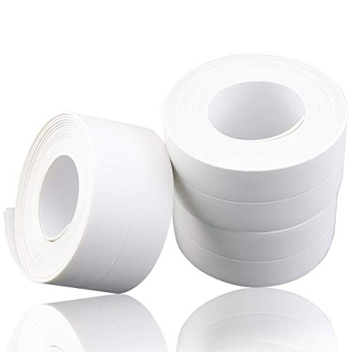 Oopsu 3 Pack 1-1/2' x 11' White Caulk Strip Tub Caulking Tape Self-Adhesive Waterproof Sealing Tape for Kitchen Countertop,Sink,Bathroom,Toilet,and Bathtub Floor Wall Edge Protector
