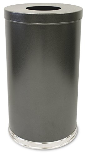 Witt Industries 35FTSVN Steel 35-Gallon Open Top Waste Receptacle with Plastic Liner, Round, 18' Diameter x 33' Height, Silver