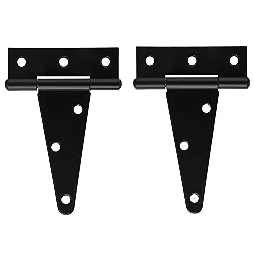 4 Inch Heavy Duty T Strap Shed Door Hinges 2 PCS Black Barn Door Gates Tee Hinge Wrought Hardware Iron Rustproof