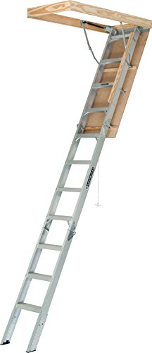 Louisville Ladder AA2210 Elite Aluminum Attic Ladder, 375 Pound Load Capacity, 22-1/2 x 54'